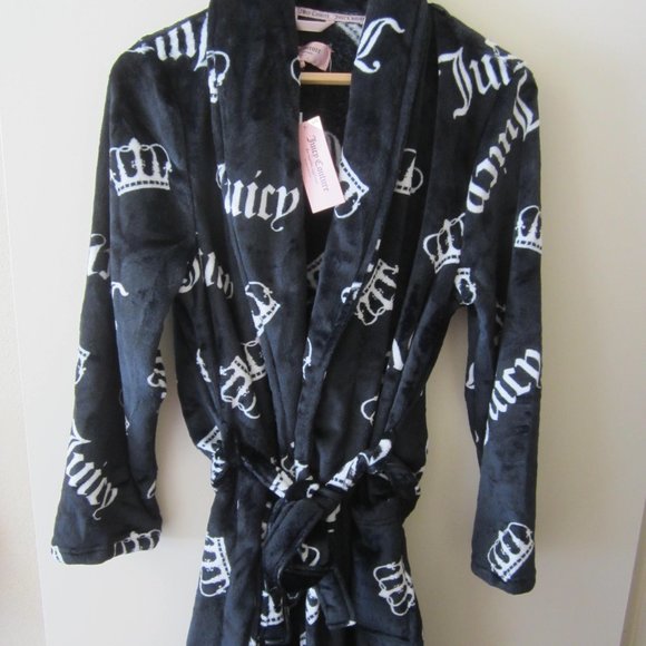 Juicy Couture Other - Juicy Couture Bathrobe Robe Crown Black Sleepwear Women
